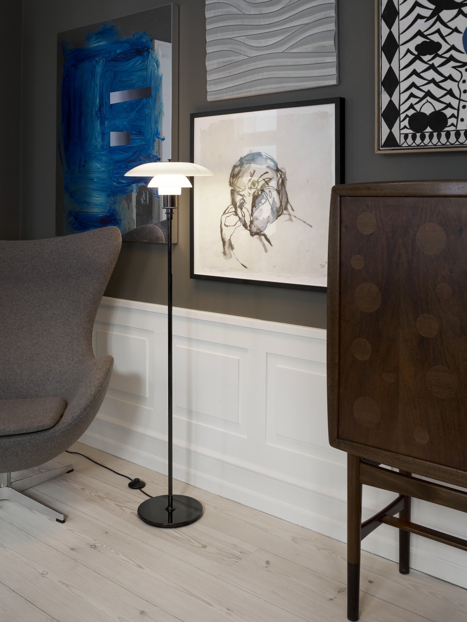 Louis Poulsen - PH 3½-2½ Gulvlampe - Sort Metalliseret