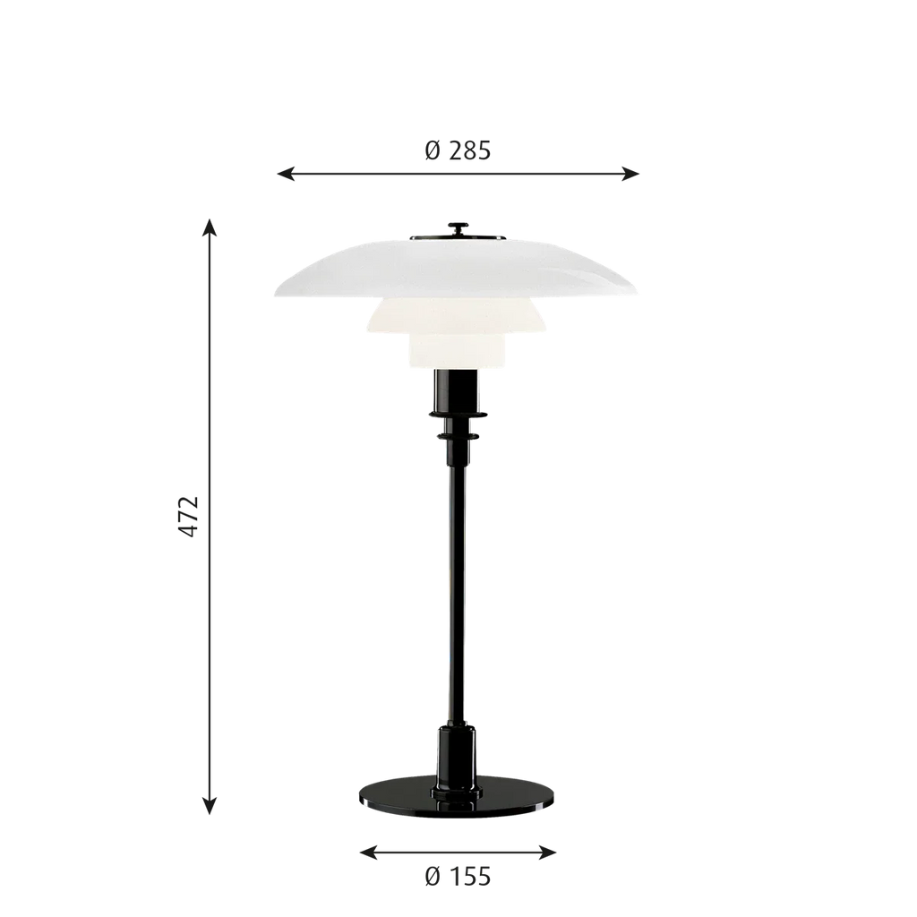 Louis Poulsen PH 3/2 Bordlampe sortforkromet