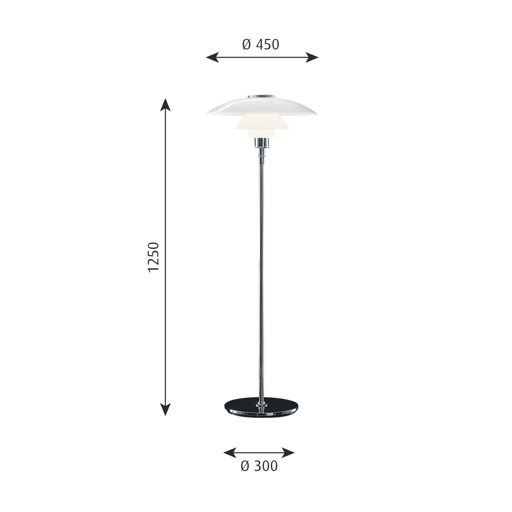 Louis Poulsen - PH 4½-3½ Gulvlampe - Højglansforkromet
