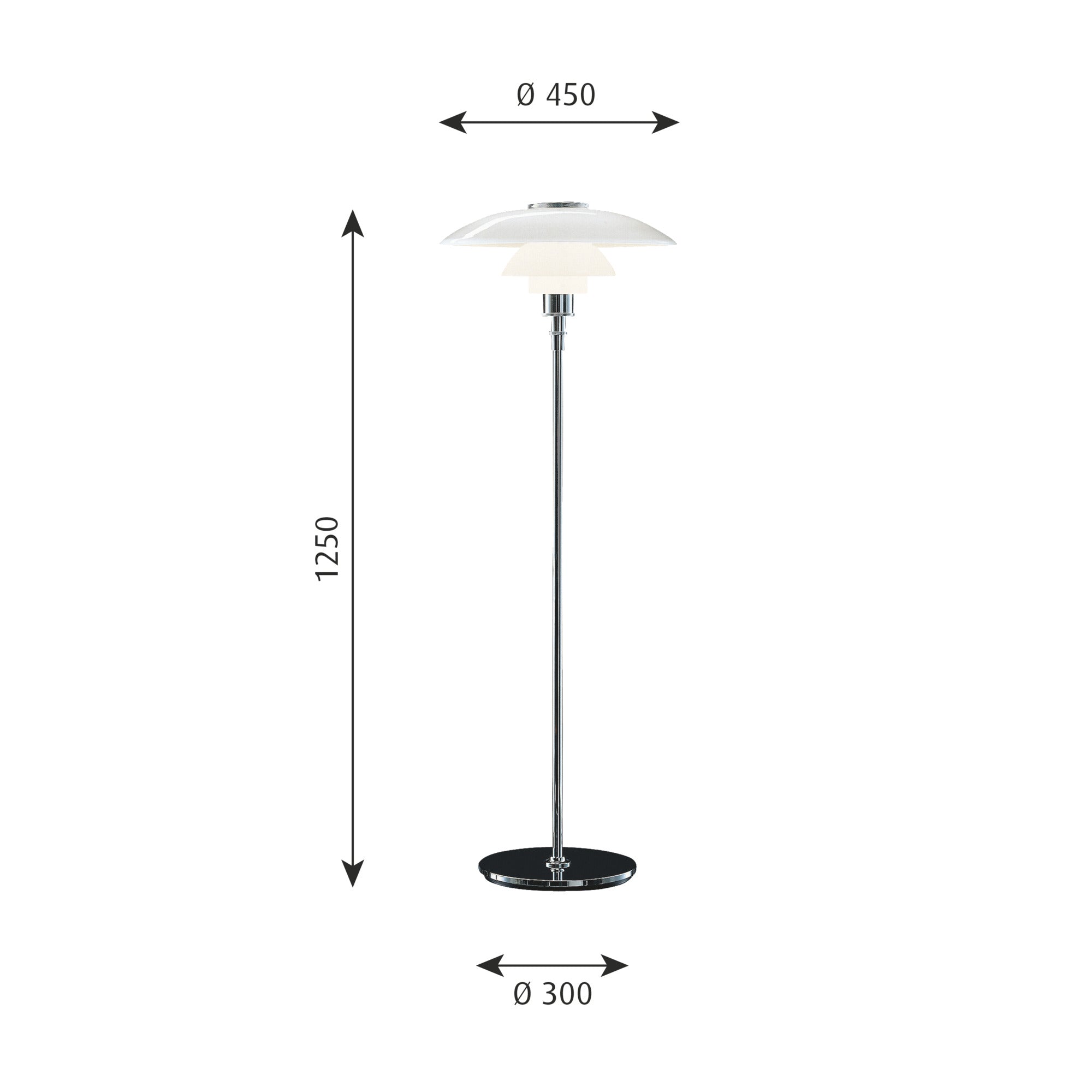 Louis Poulsen - PH 4½-3½ Gulvlampe - Højglansforkromet