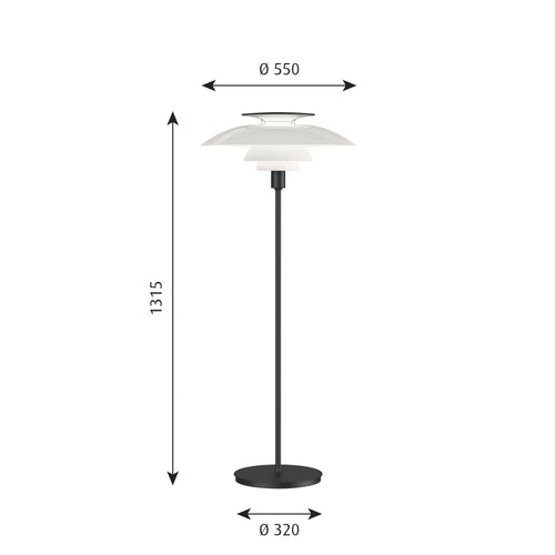 Louis Poulsen - PH 80 Gulvlampe - Hvid Opal Akryl/Sort