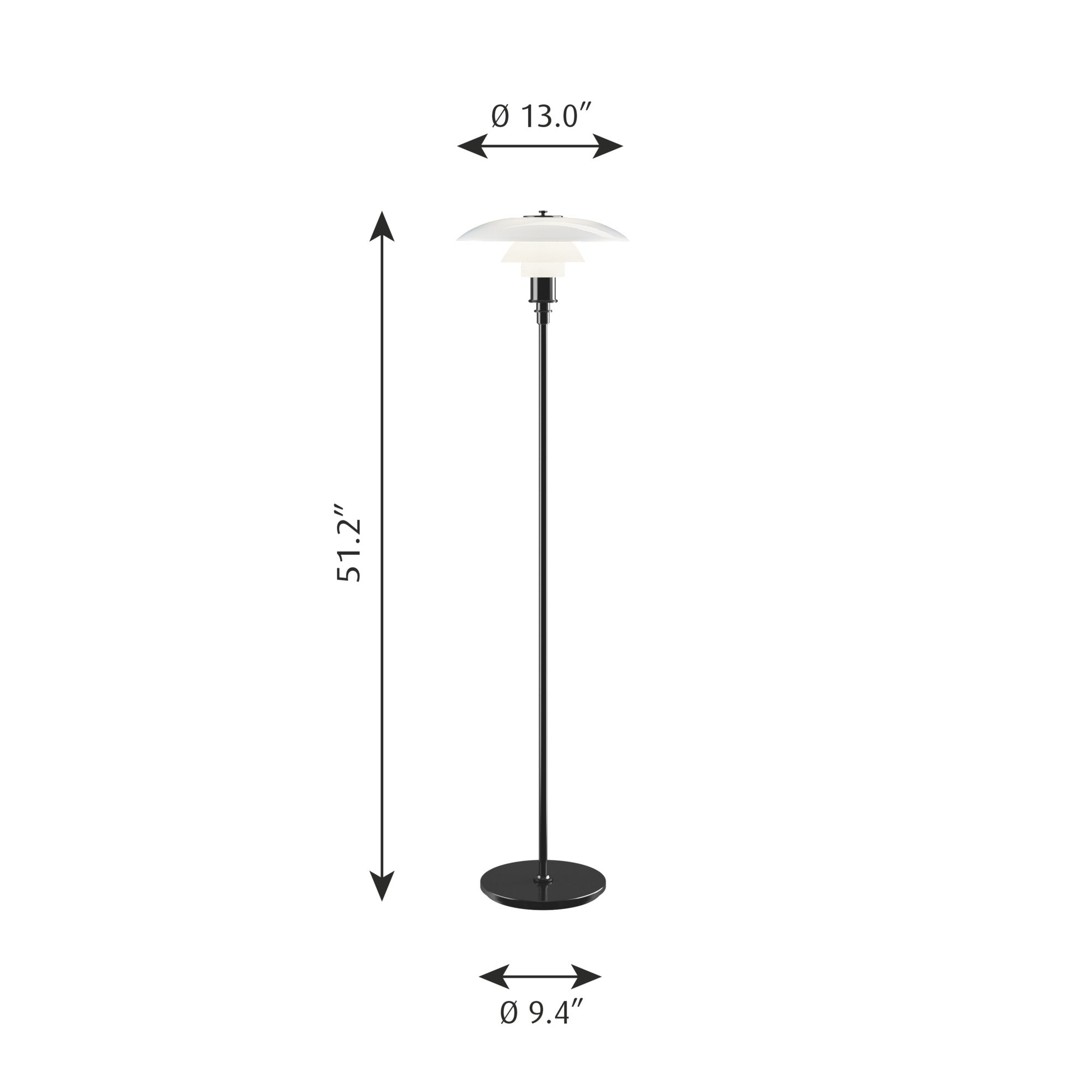 Louis Poulsen - PH 3½-2½ Gulvlampe - Sort Metalliseret