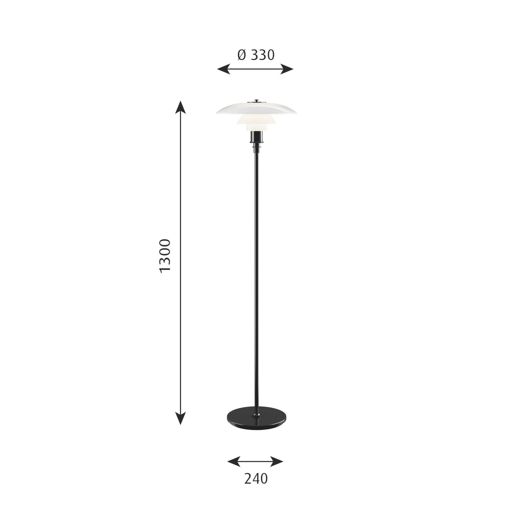 Louis Poulsen - PH 3½-2½ Gulvlampe - Sort Metalliseret