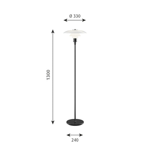 Louis Poulsen - PH 3½-2½ Gulvlampe - Sort Metalliseret
