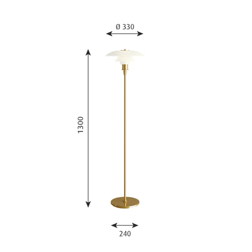 Louis Poulsen - PH 3½-2½ Gulvlampe - Messing Metalliseret
