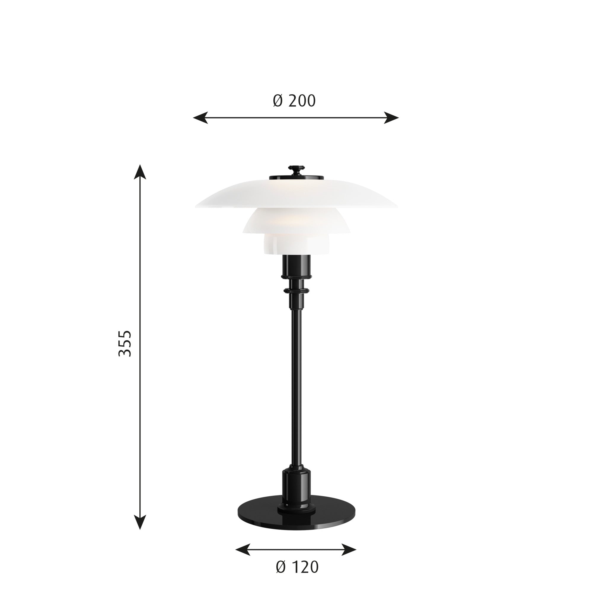 Louis Poulsen PH 2/1 Bordlampe Sort Metalliseret
