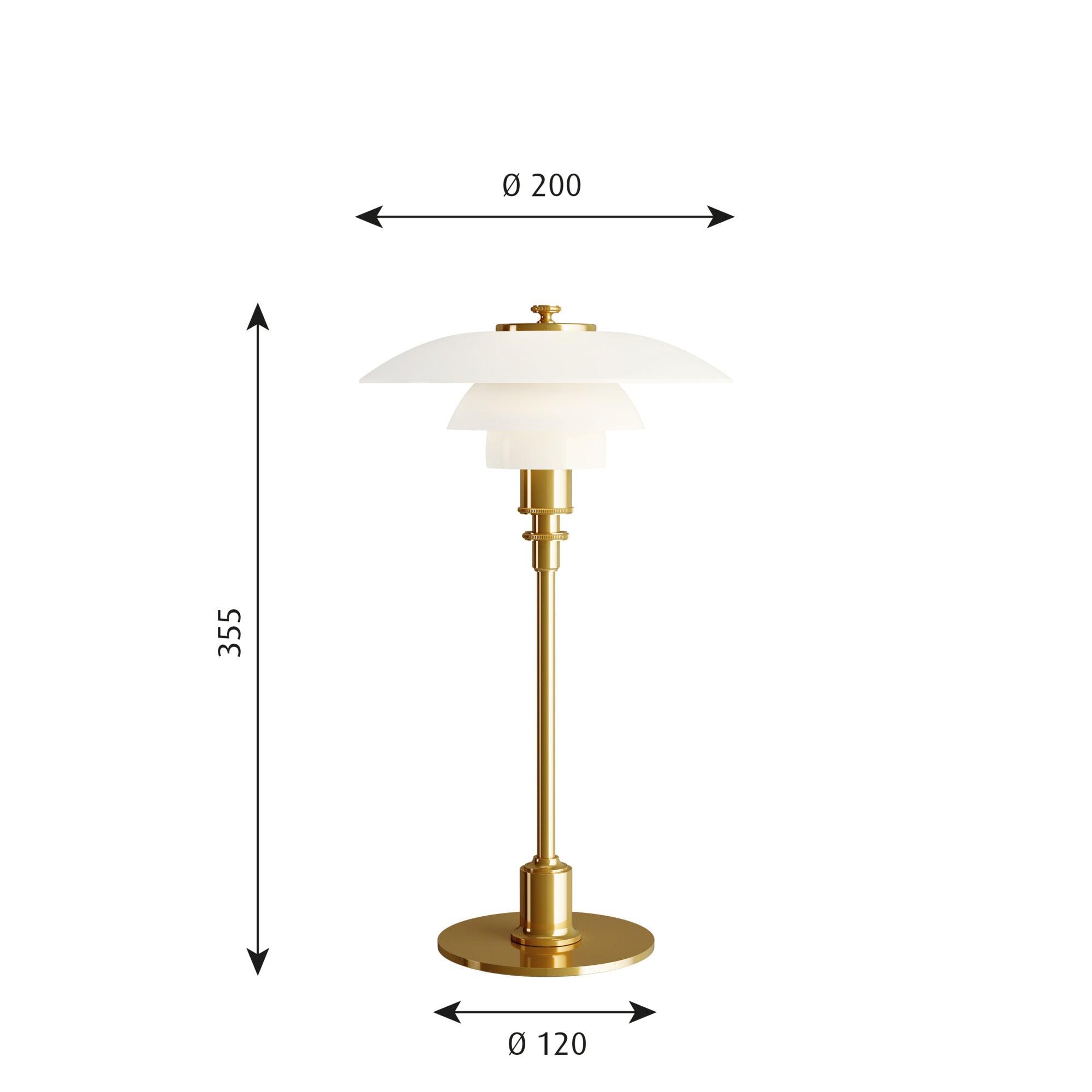 Louis Poulsen PH 2/1 Bordlampe Messing Metalliseret