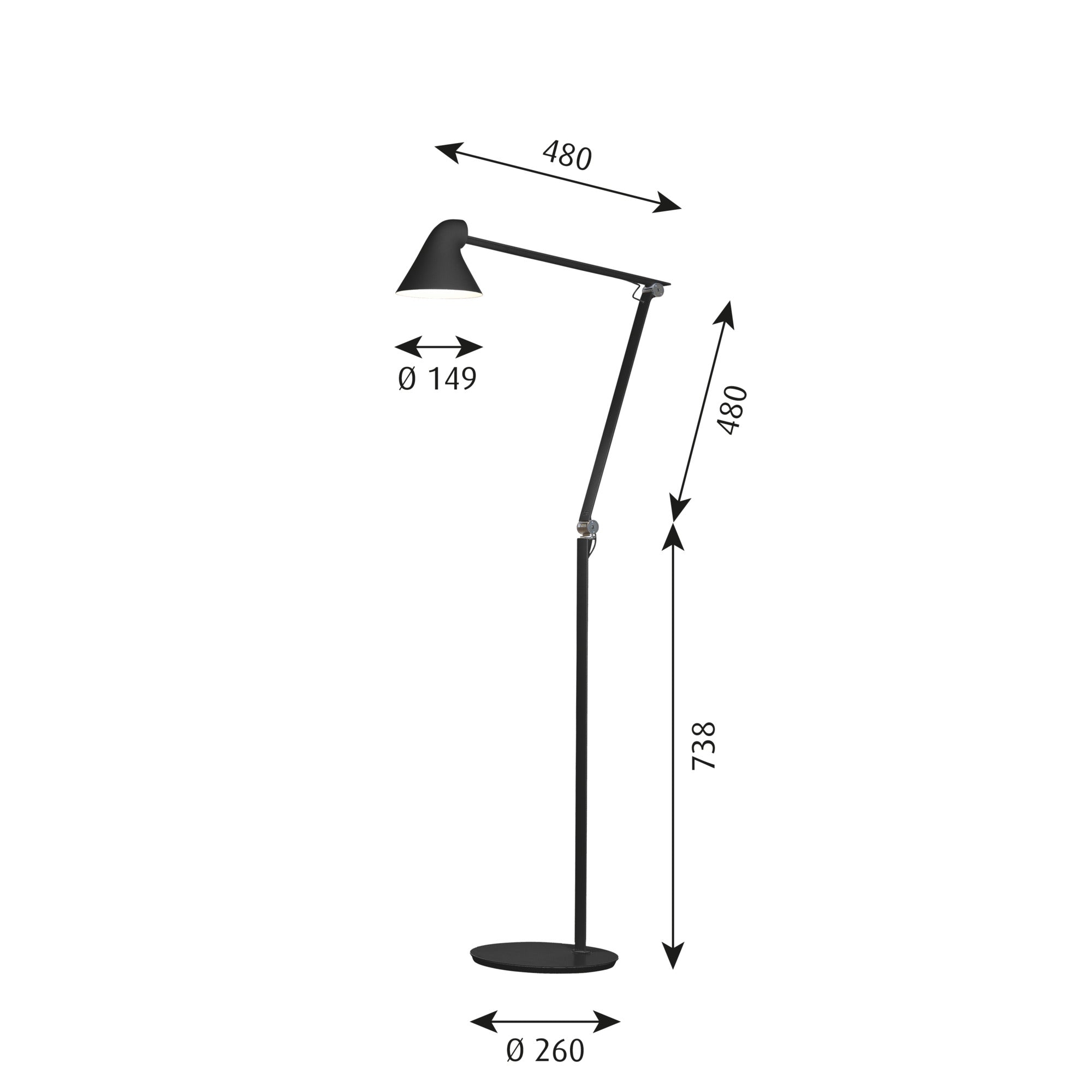 Louis Poulsen - NJP Gulvlampe - Sort