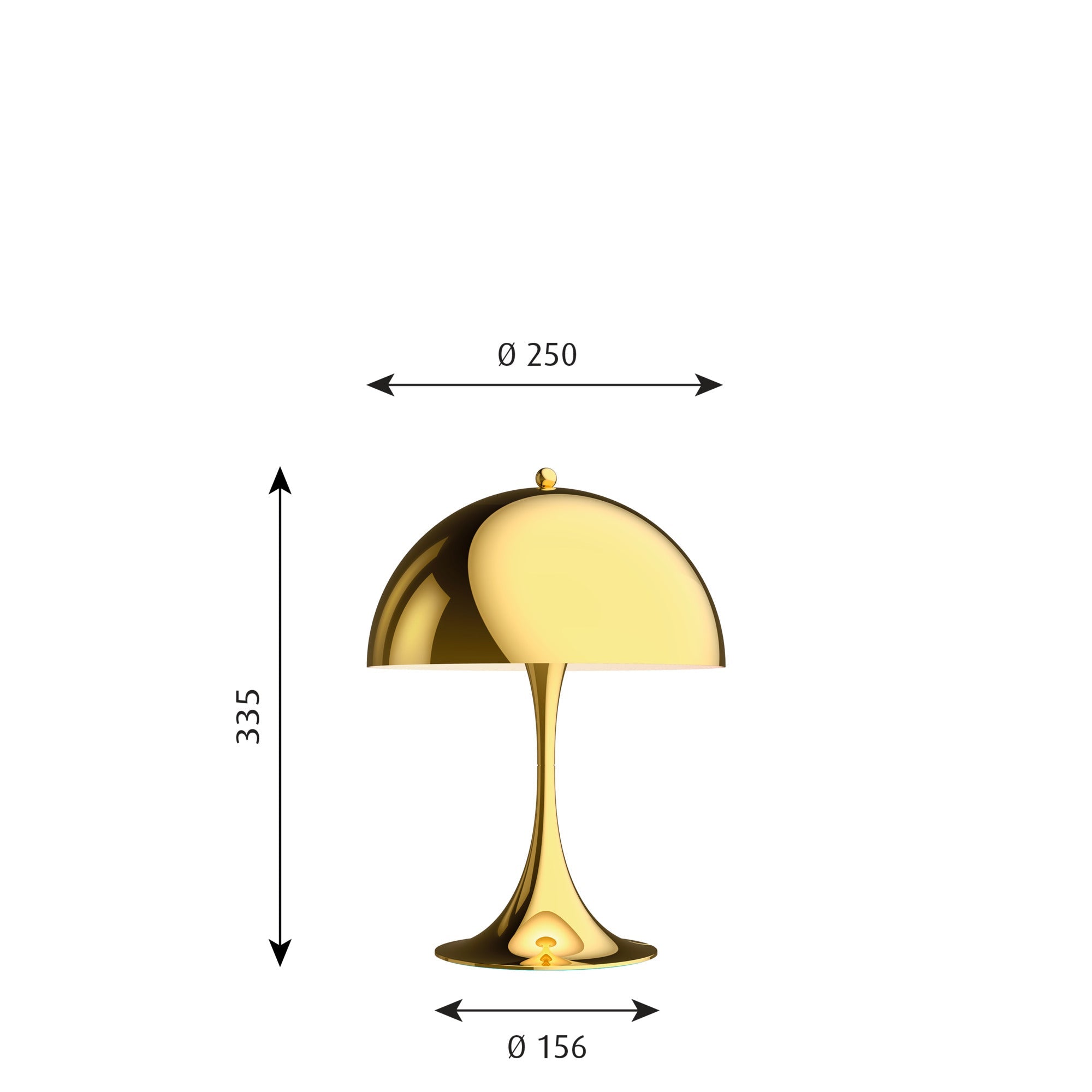 Louis Poulsen Panthella 250 Bordlampe - Messing Metalliseret