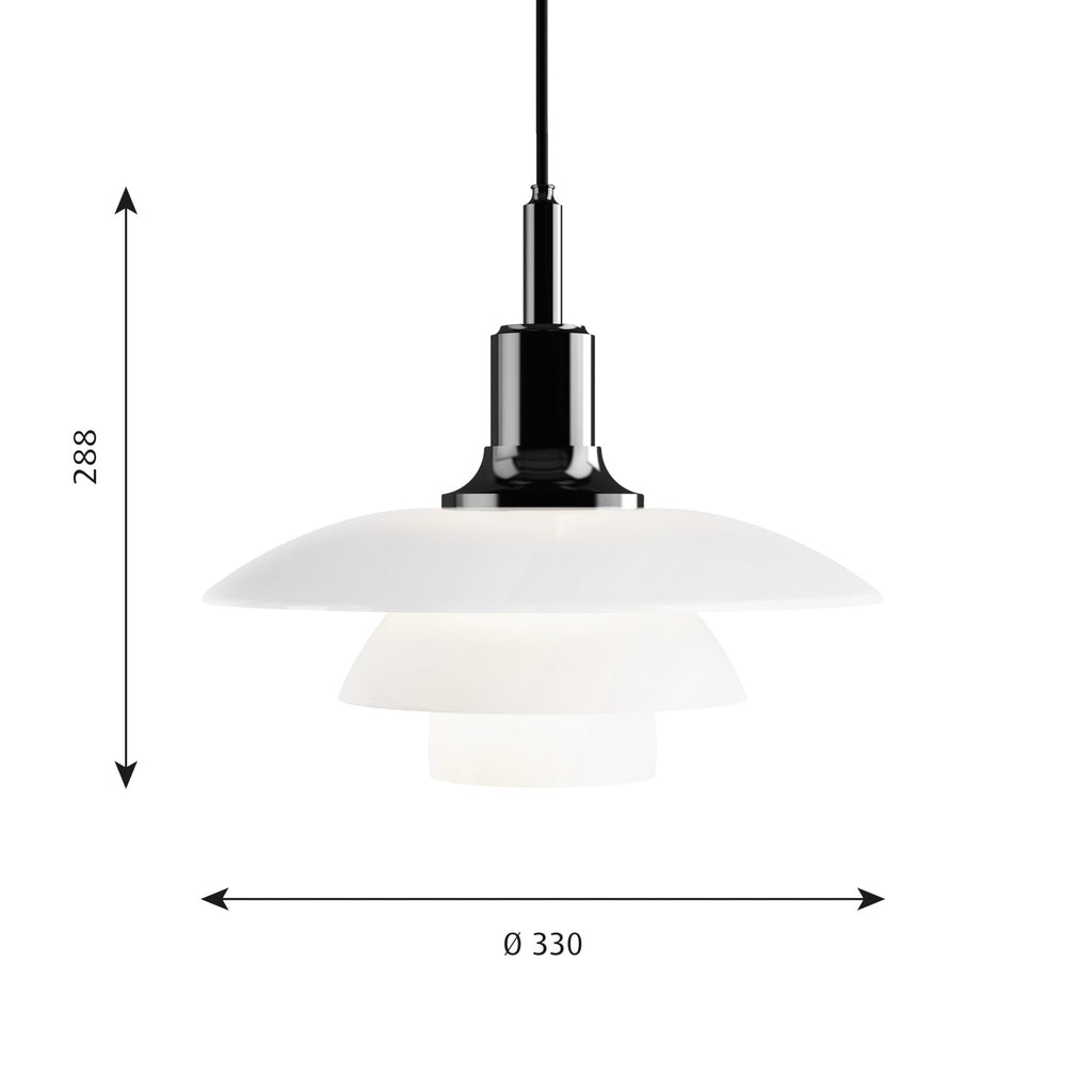 Louis Poulsen PH 3½-3 Glas Pendel Sort Metalliseret
