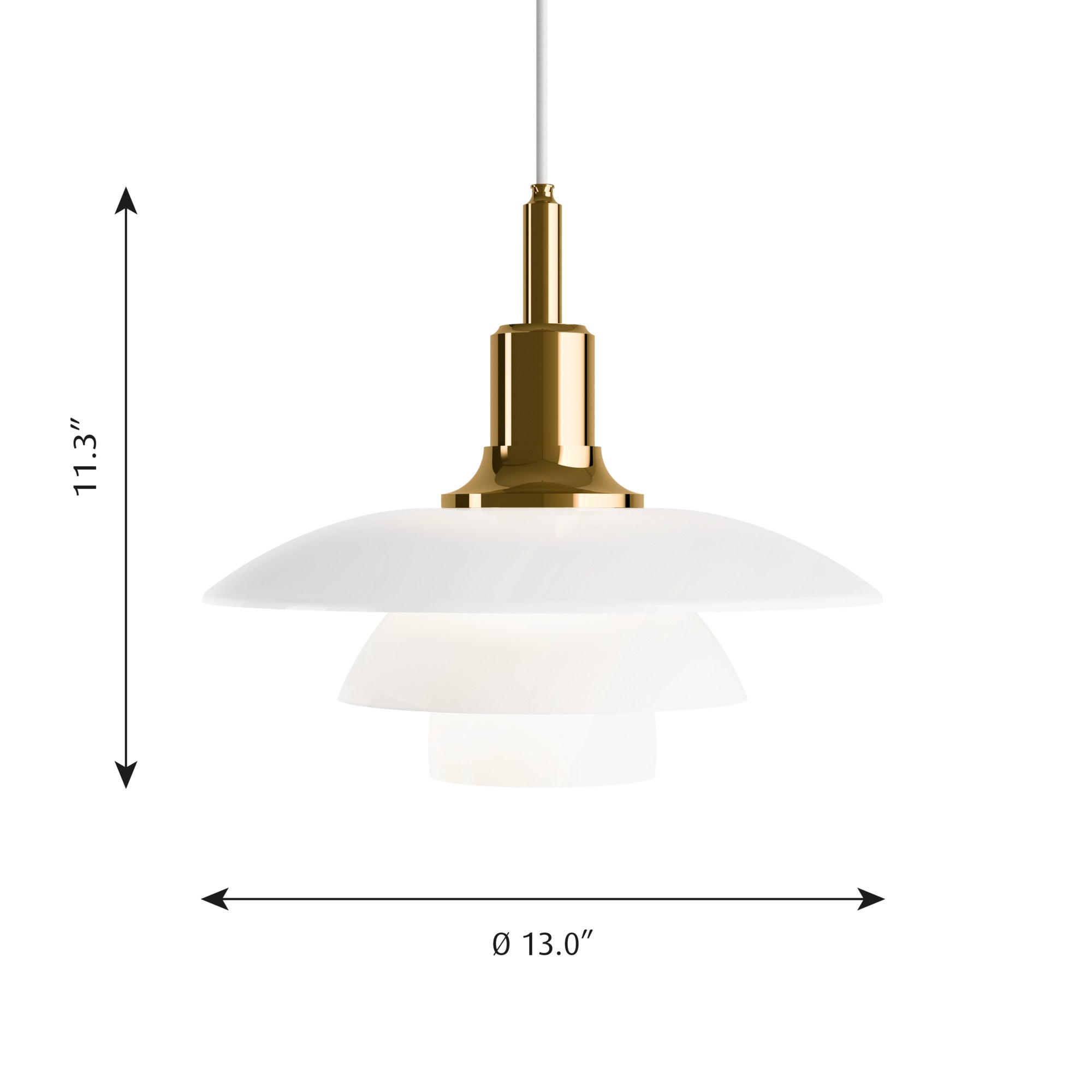Louis Poulsen PH 3½-3 Glas Pendel Messing Metalliseret