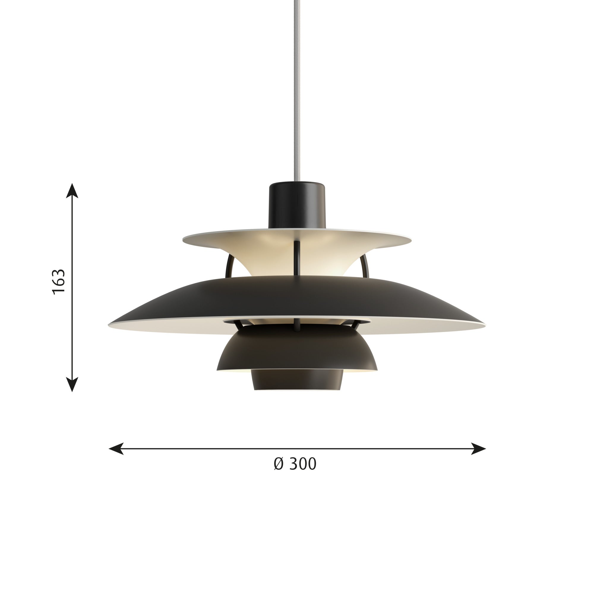 Louis Poulsen PH 5 Mini Pendel - Monokrom Sort