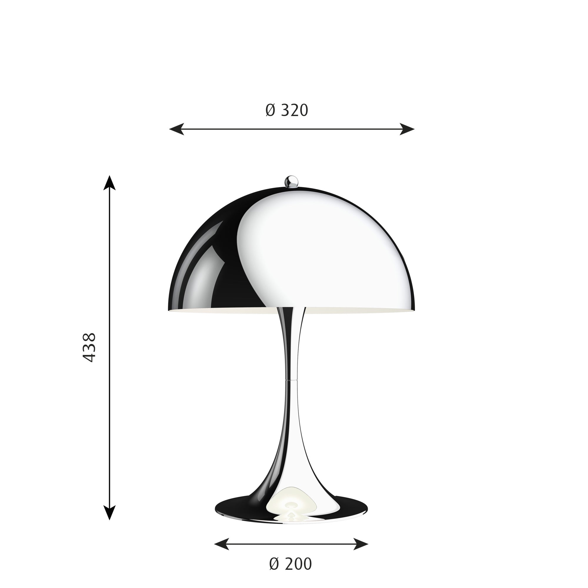 Louis Poulsen - Panthella 320 Bordlampe - Højglansforkromet