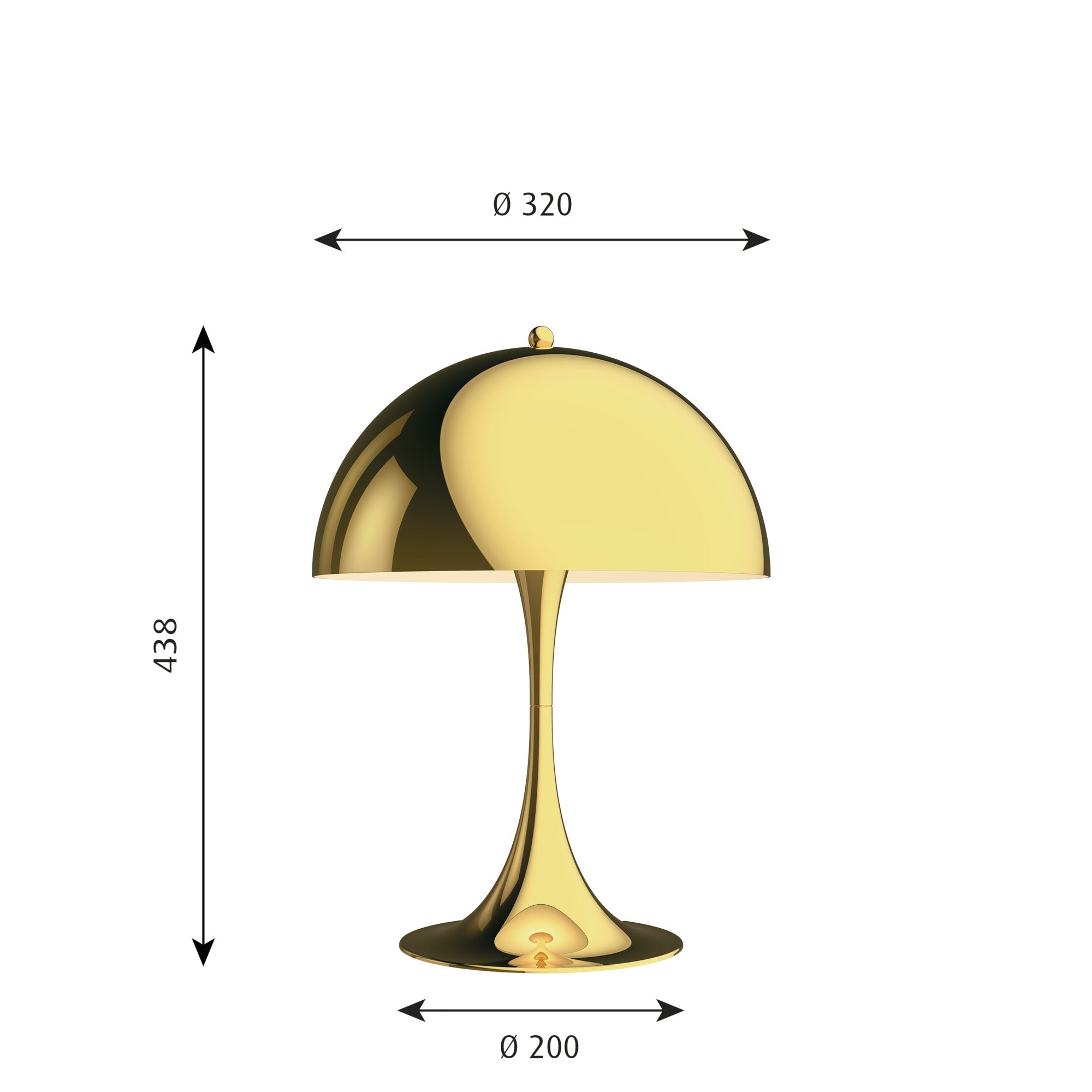 Louis Poulsen - Panthella 320 Bordlampe - Messing Metalliseret