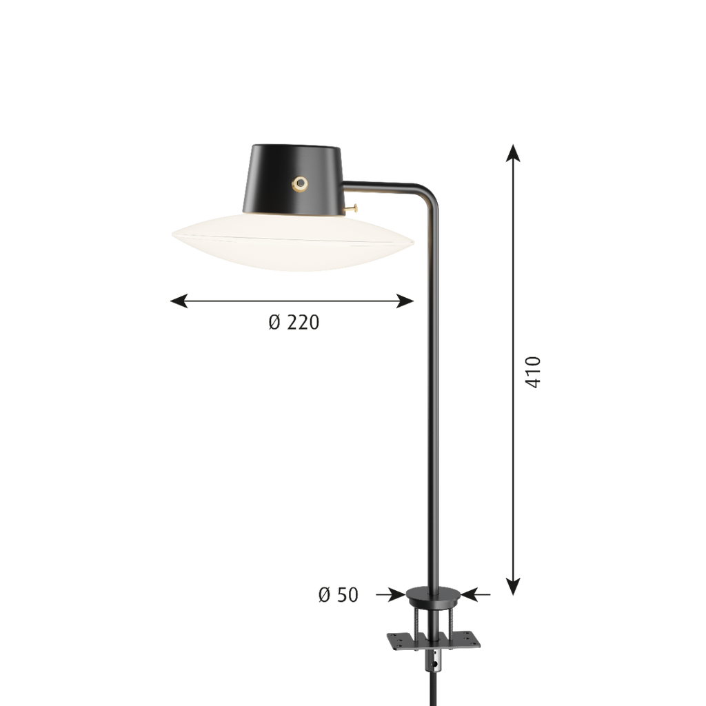 Louis Poulsen AJ Oxford bordlampe - HØJ M/PIND - Opal glas