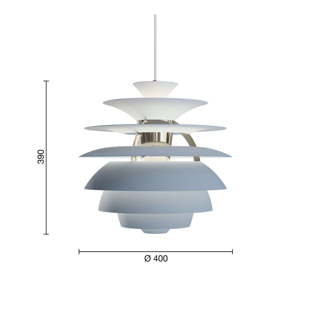 Louis Poulsen PH Snowball Dusty Blue/High Lustre Chrome Plated