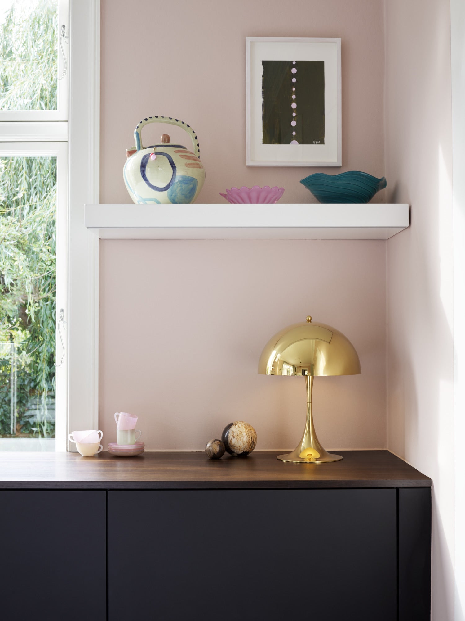 Louis Poulsen - Panthella 320 Bordlampe - Messing Metalliseret