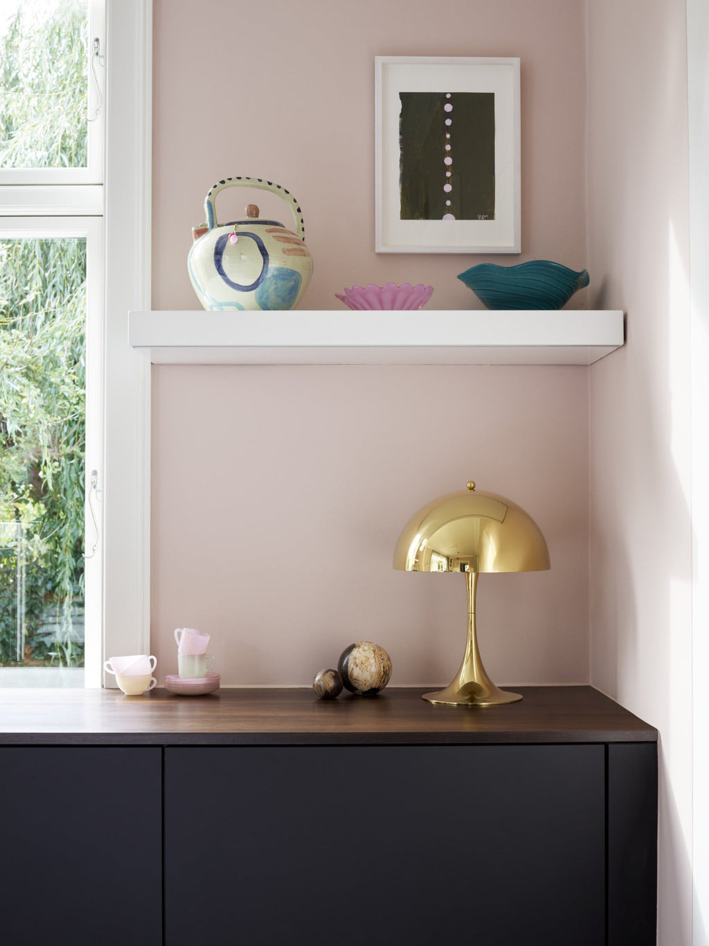 Louis Poulsen - Panthella 320 Bordlampe - Messing Metalliseret