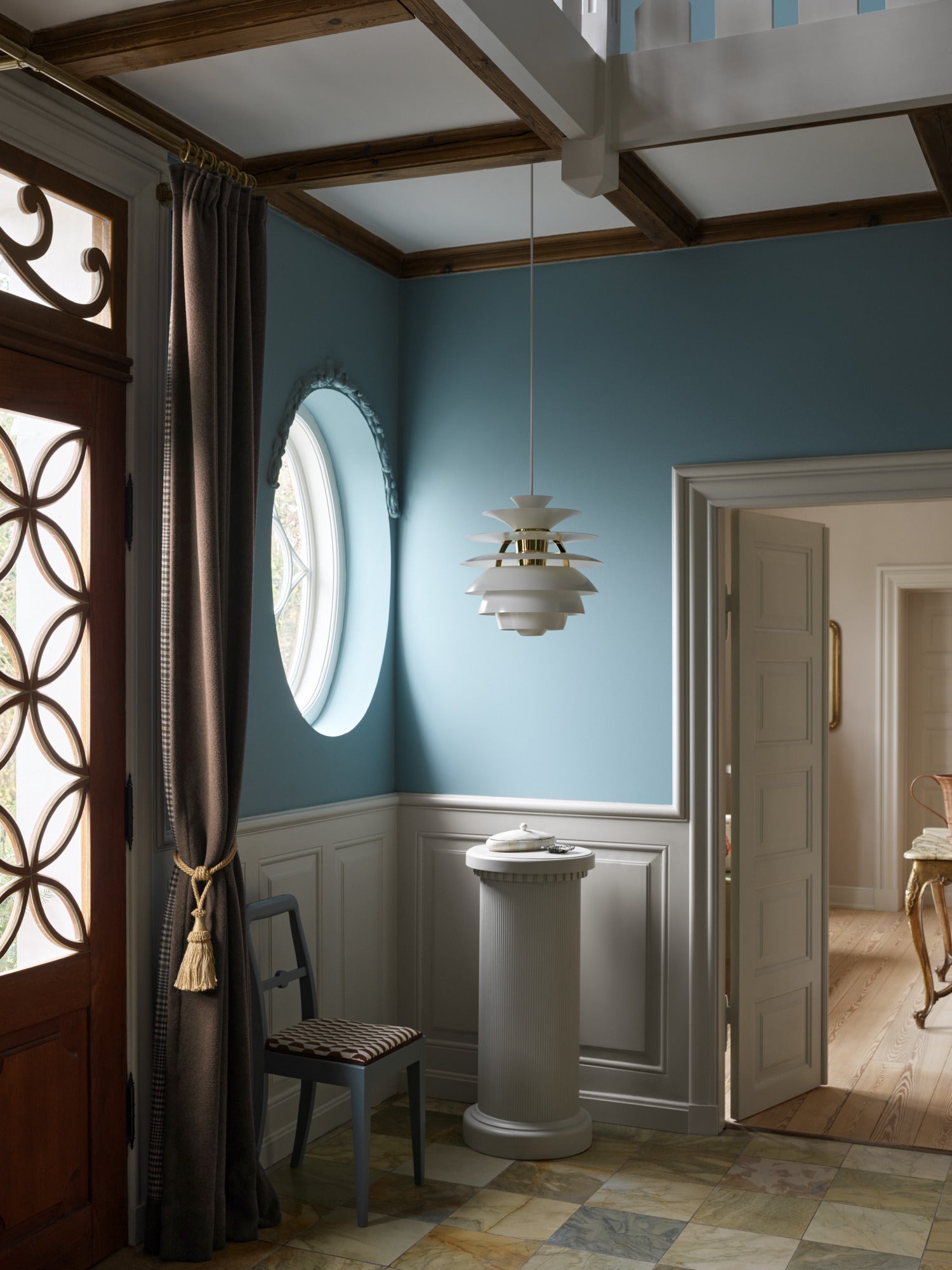 Louis Poulsen PH Snowball Dusty Blue/High Lustre Chrome Plated