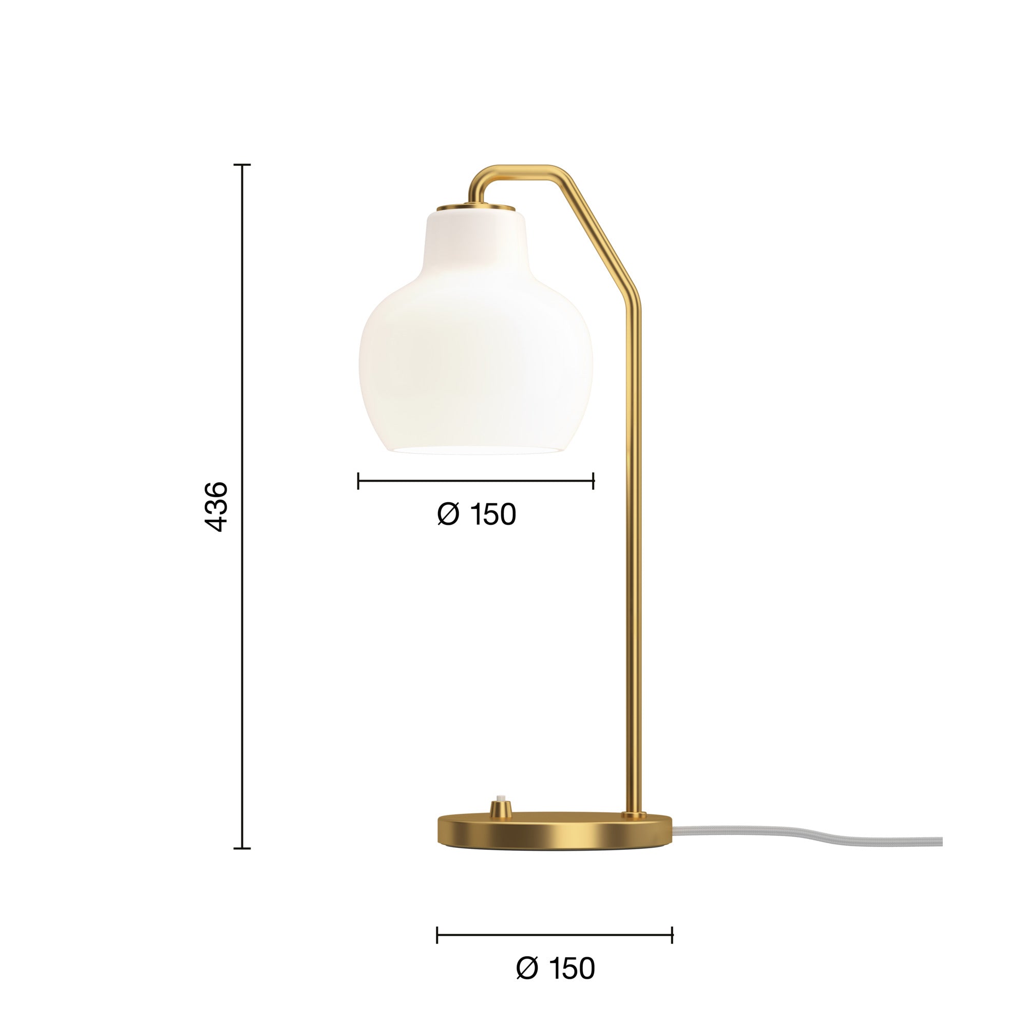 Louis Poulsen - VL Ringkrone Bordlampe – Brass / Opal Glass Ø150